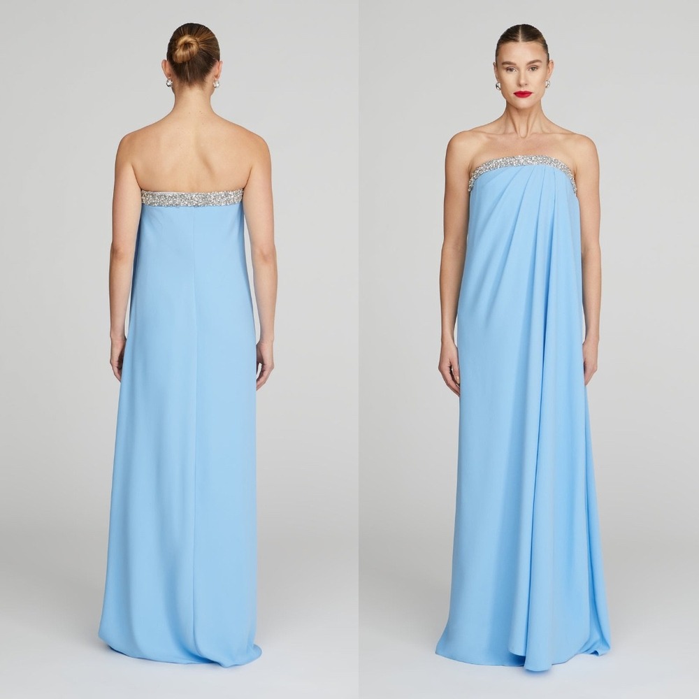 Halston‎ Fleur Strapless Gown in Hydrangea Blue $695 - Size 4